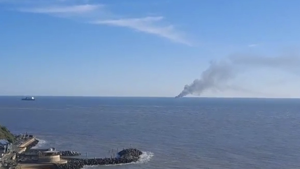 Boat fire seen from the Isle of Wight