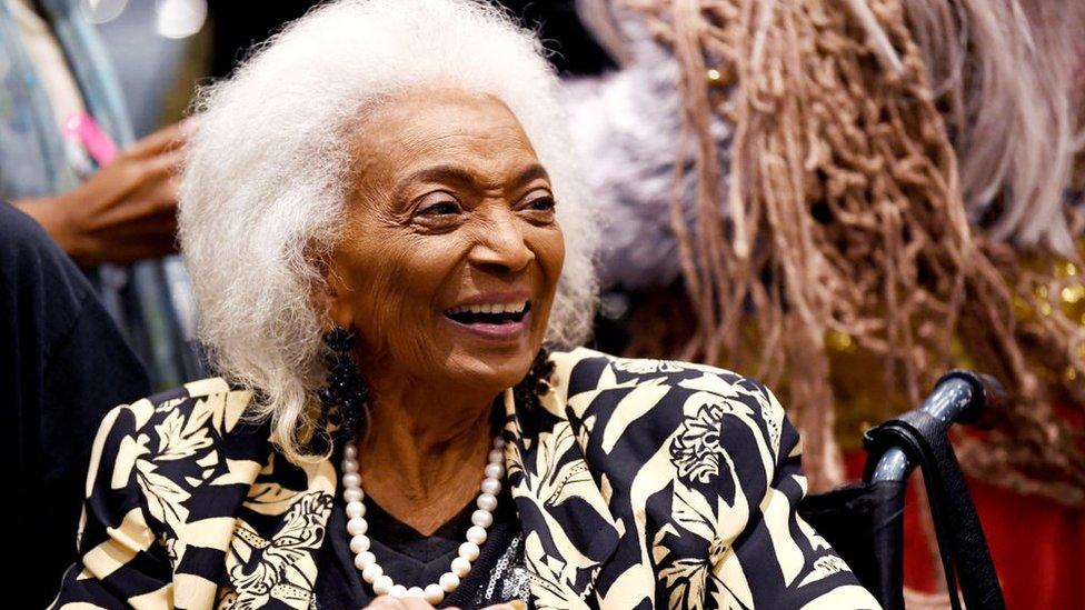 Nichelle Nichols at a Comic Con event in Los Angeles, California in 2021