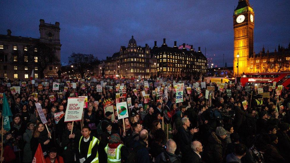 PRotests against Trump in London