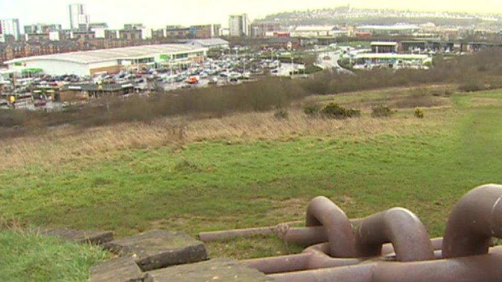 The hill overlooking Asda on the Cardiff Bay Retail Park