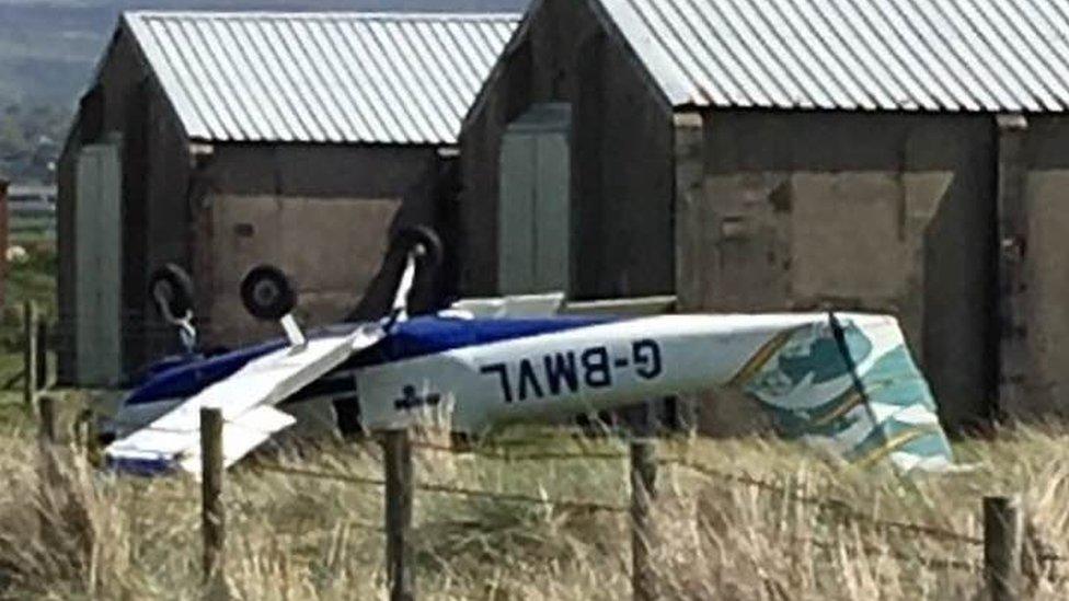 The light aircraft crash at Caernarfon Airport