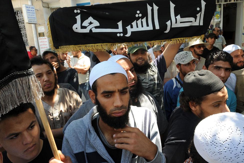 A demonstration in Tunis against Amina Sboui and Femen