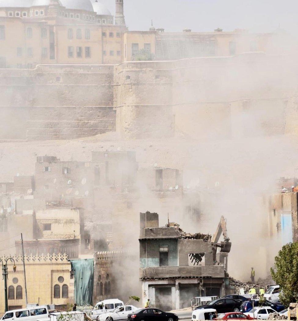 Demolition under way for houses built near the Citadel of Saladin, an iconic monument in Islamic Cairo