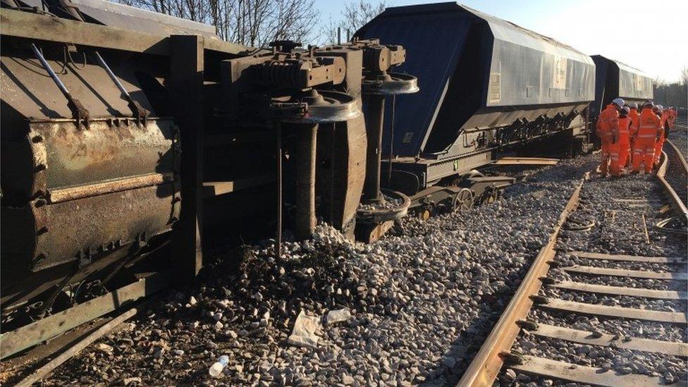 derailed freight train