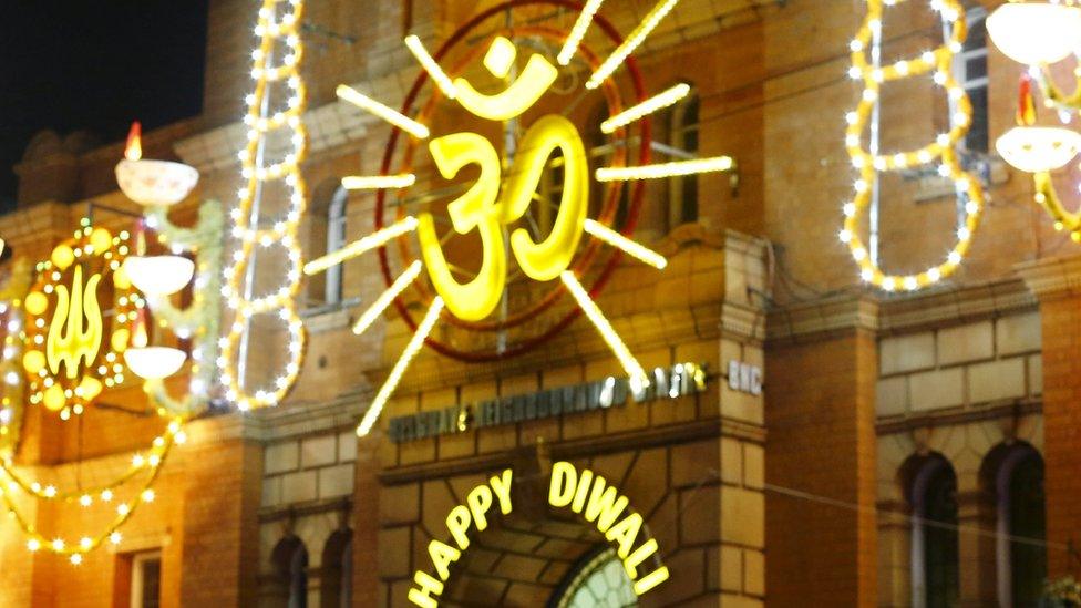 Diwali lights were switched on in Leicester on 1 November 2015