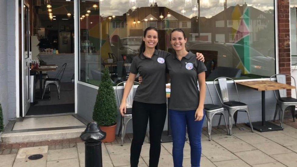 Rebecca Jones [left], pictured with twin sister Natalie Copewell