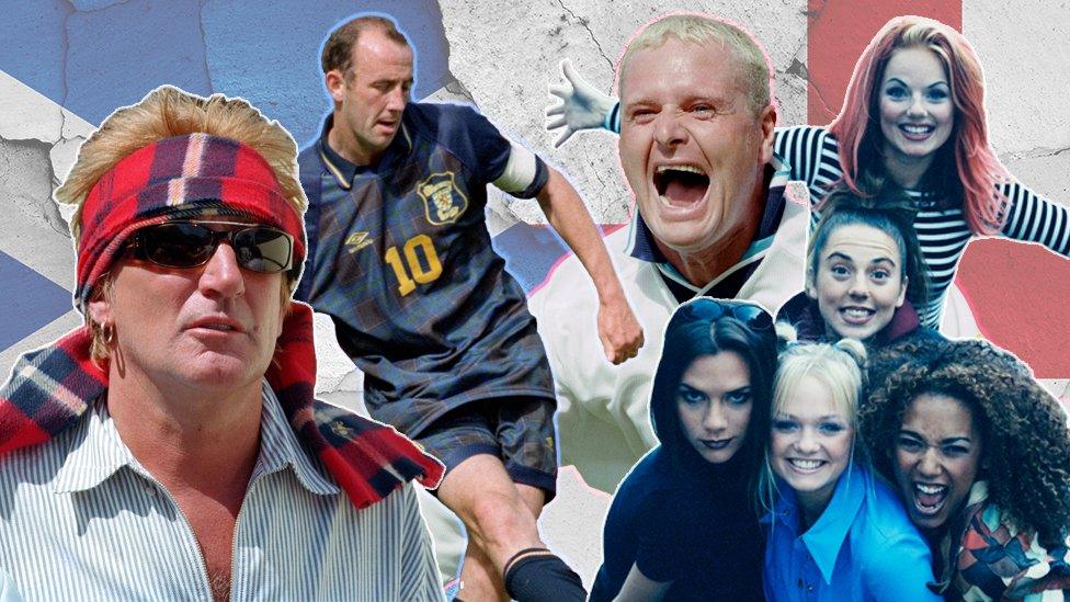 Rod Stewart, Gary McAllister, Paul Gascoigne and The Spice Girls - composite