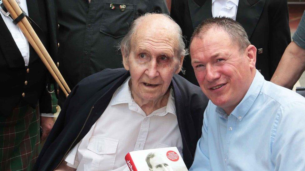 John Jenkins with Wyn Thomas at the launch of his biography