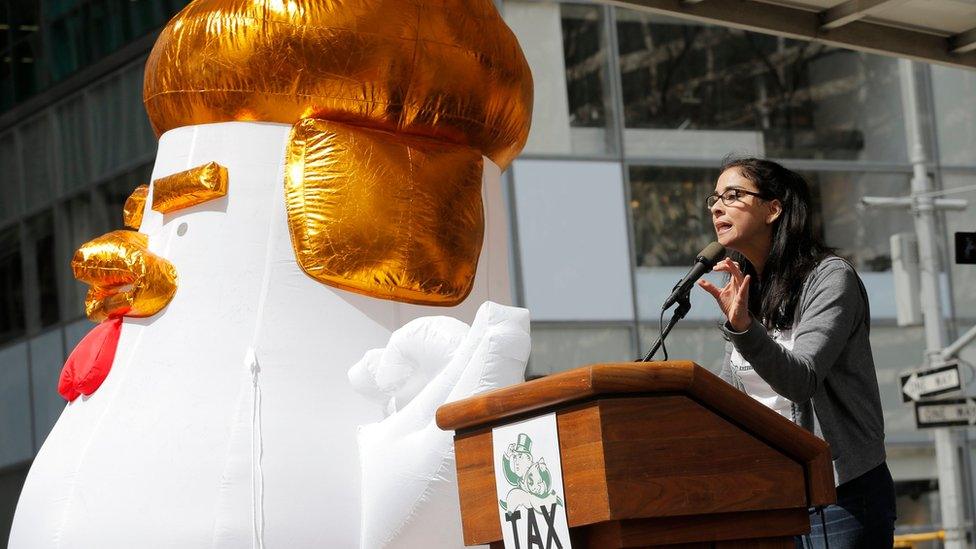 Comedian Sarah Silverman spoke at the New York protest