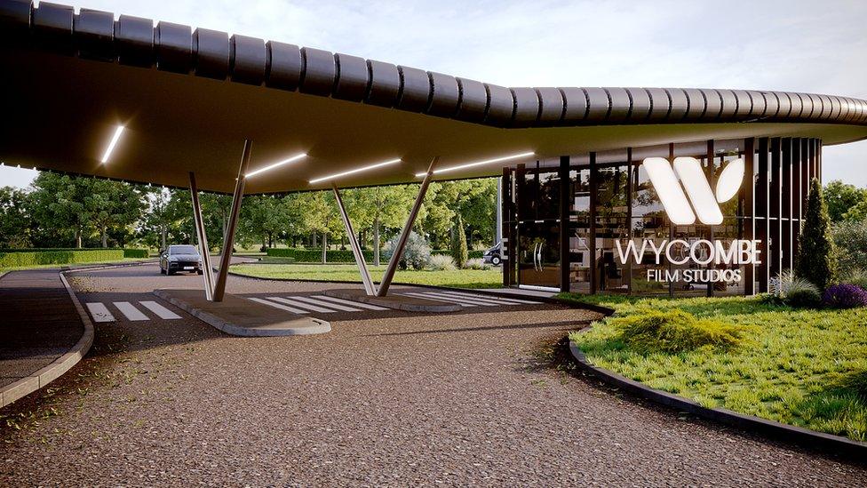 Entrance to the planned Wycombe Film Studios, near High Wycombe in Buckinghamshire