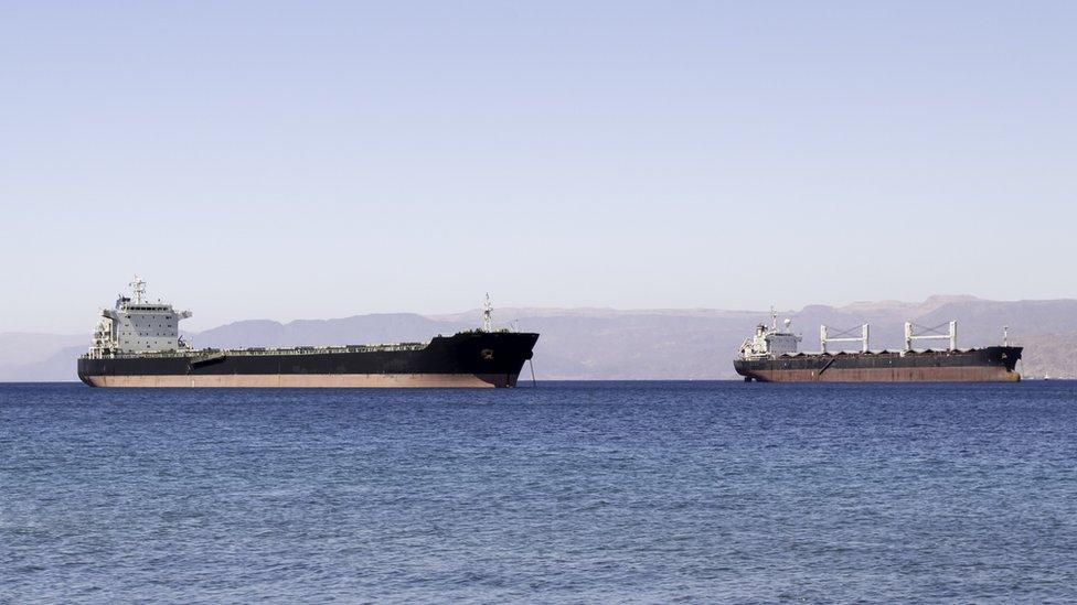 Two ships in the Red Sea