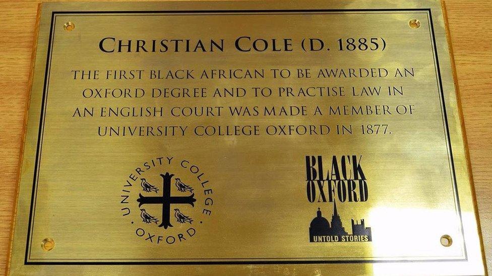 Plaque to Christian Cole