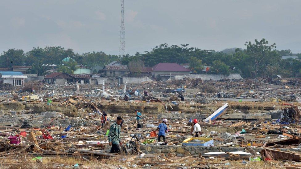 Damage caused by an earthquake in Indonesia