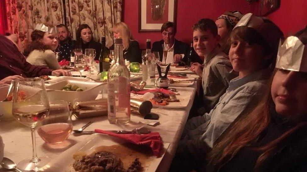 Diva Fanning's family at the table last Christmas