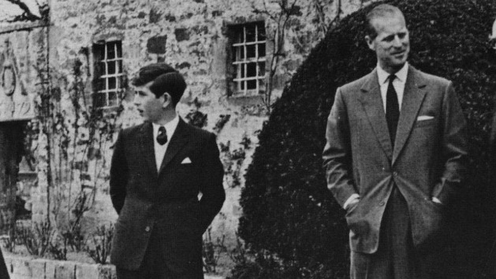 King Charles on his arrival at Gordonstoun in 1962