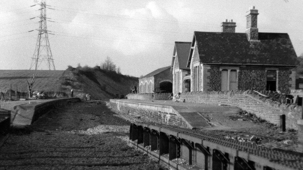 Derelict station building