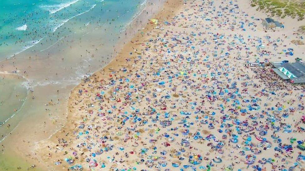 Perranporth beach from above