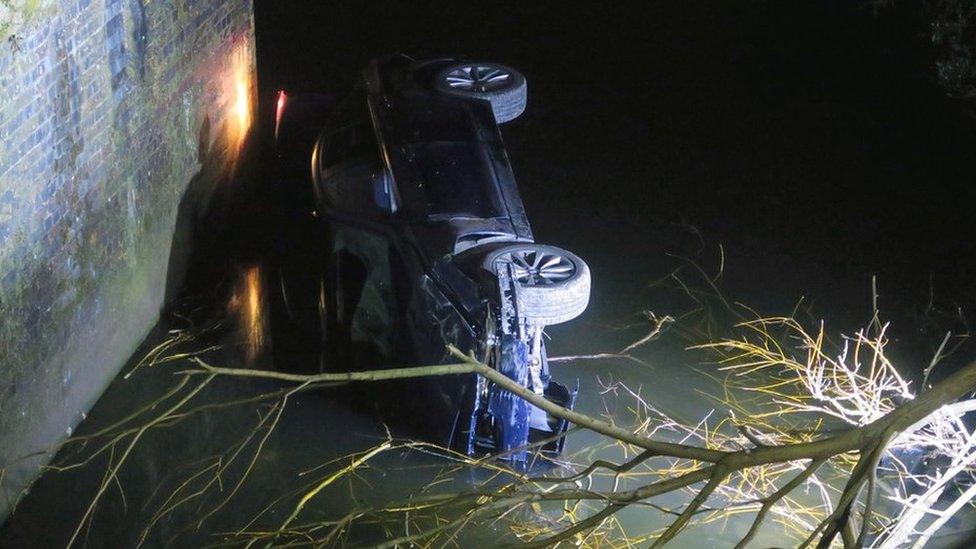 Car in the canal