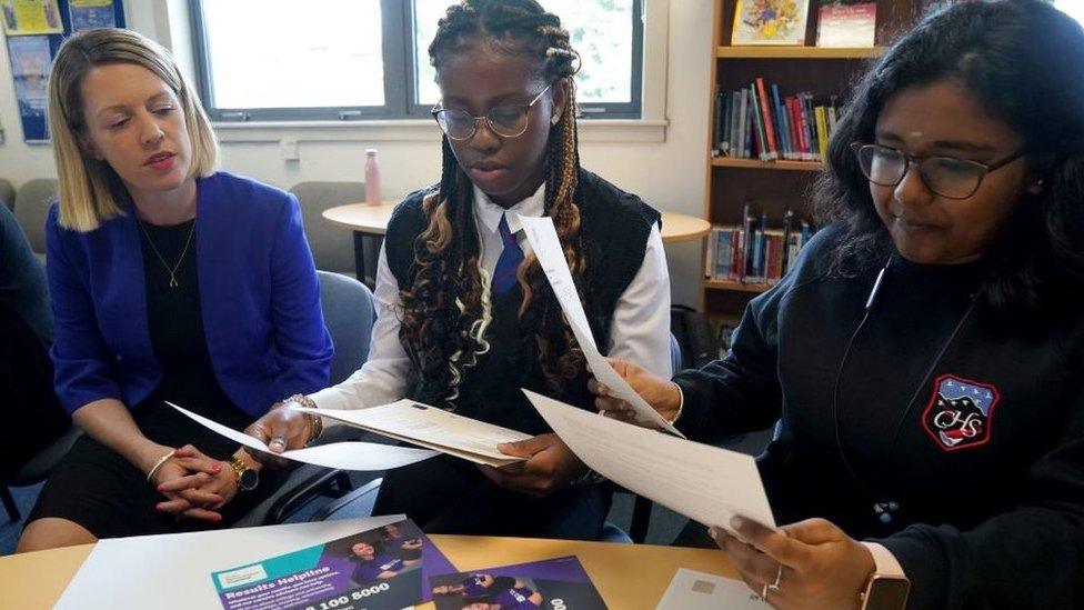 Pupils receiving exam results