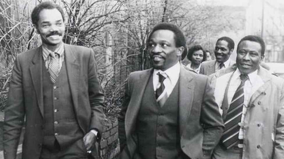 Prince Brown (left), Roy Hackett (right) and other campaigners in Bristol