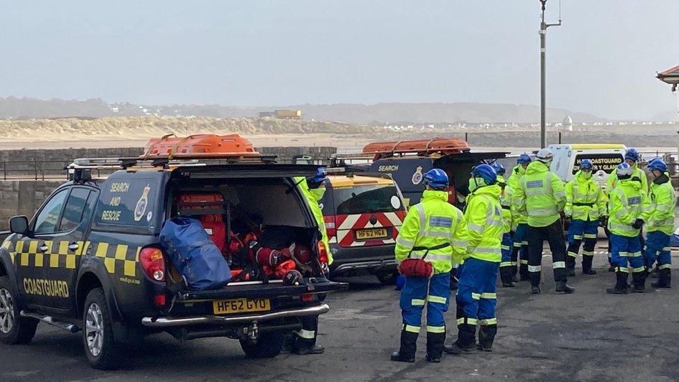 Emergency services on Porthcawl seafront