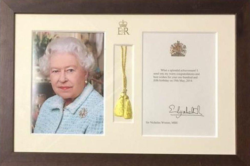 105 birthday message to Sir Nicholas from the Queen