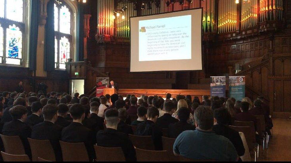 students at guildhall in derry