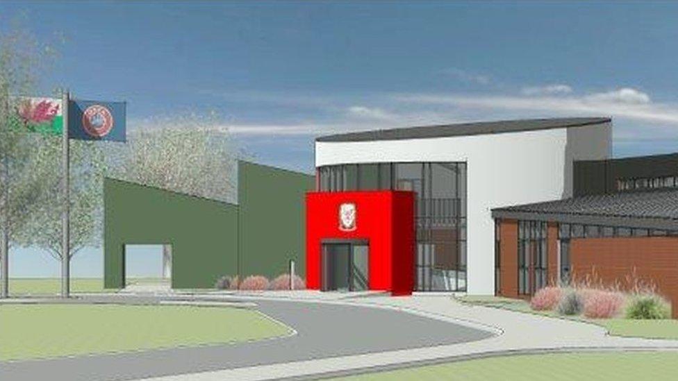 Artist's impression of new training facilities for Colliers Park at Gresford, Wrexham