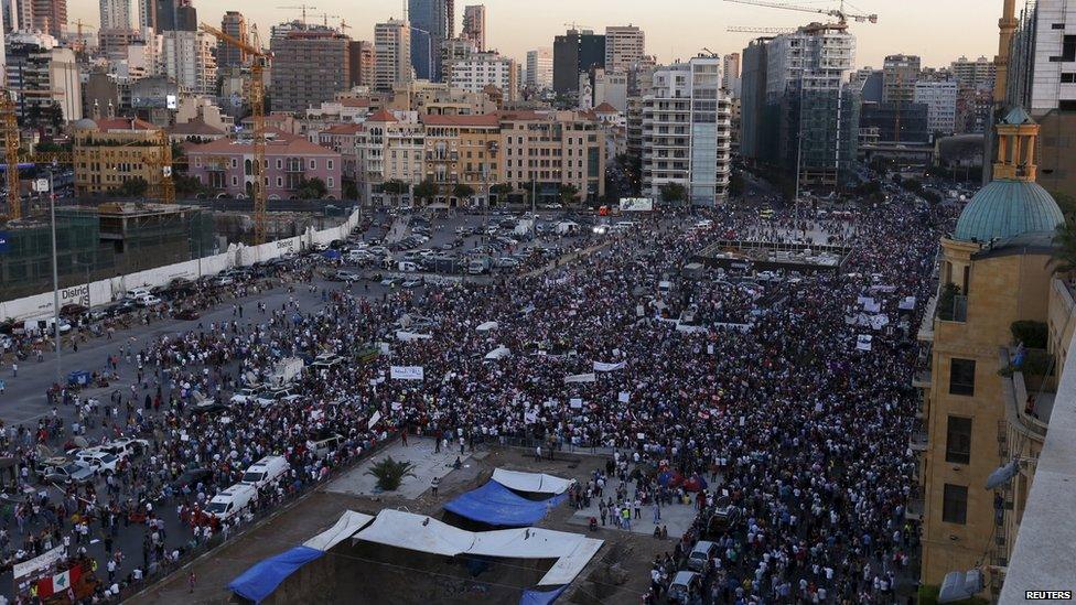 Anti-government protest in Beirut on 29 August 2015