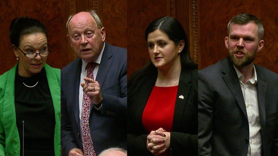 Claire Bailey, Jim Allister, Claire Sugden and Gerry Carroll