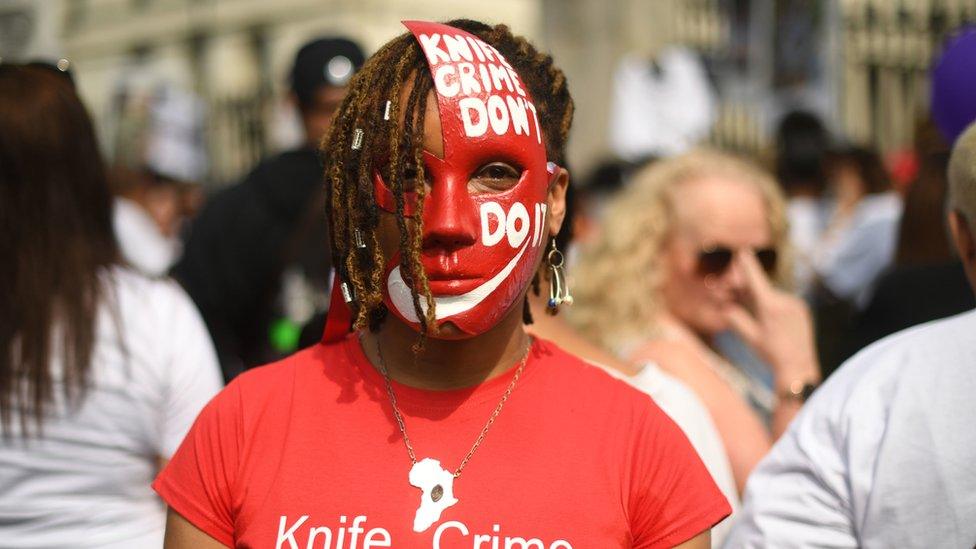 Anti-knife crime campaigners in Whitehall in central London