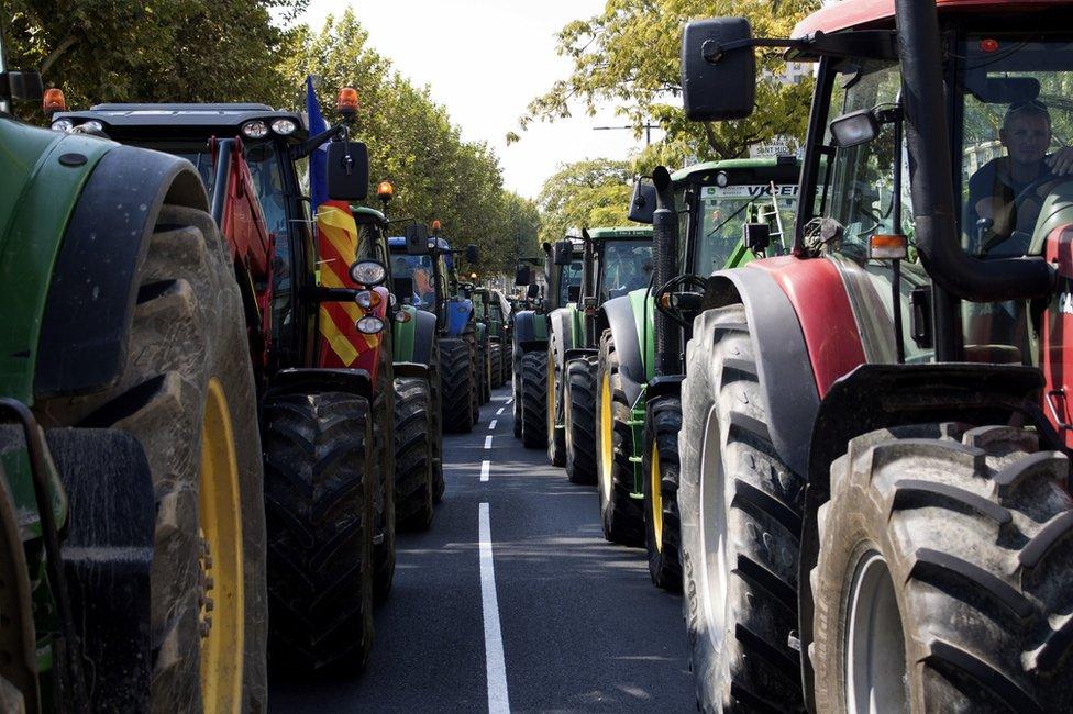 Tractor protests in Lleida, Catalonia, Spain, 23 September