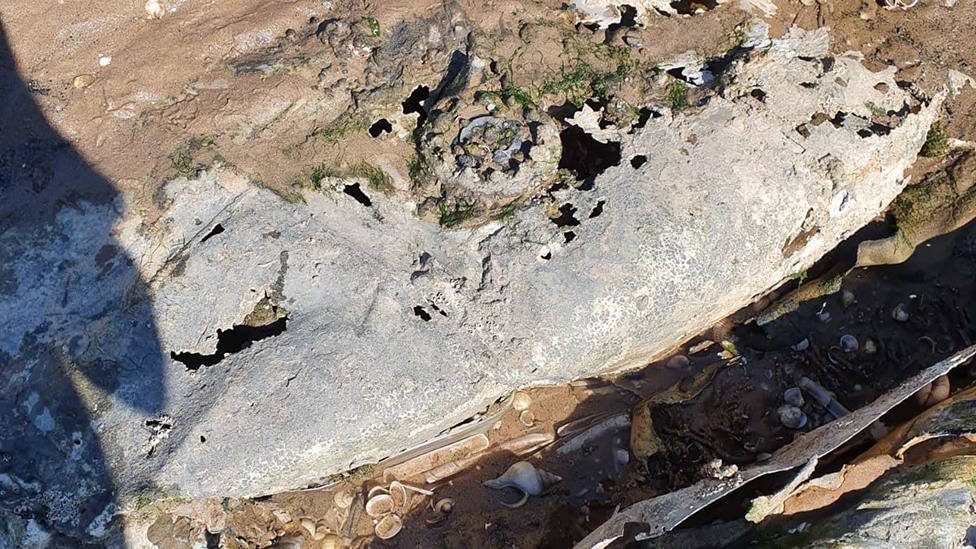 Wreckage on beach