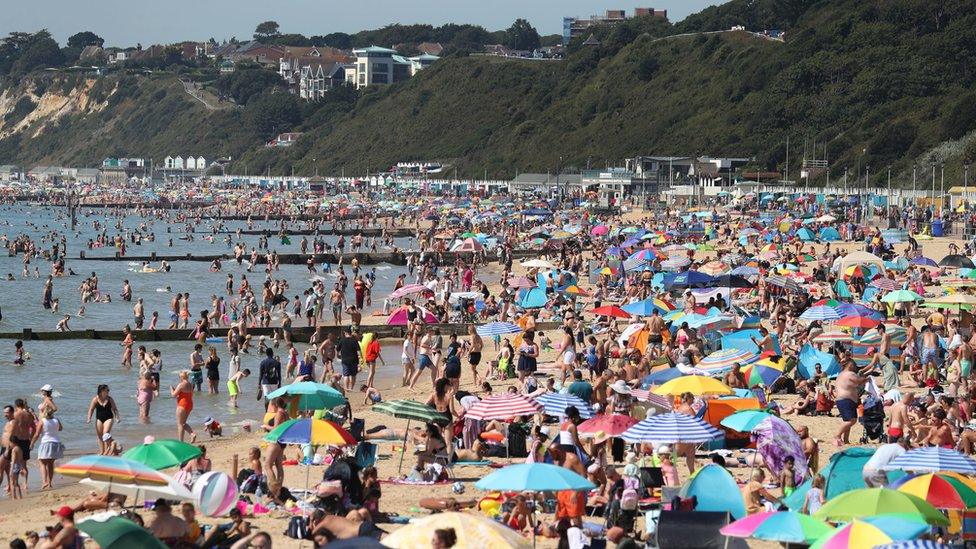 Crowds flocked to Bournemouth beach in Dorset