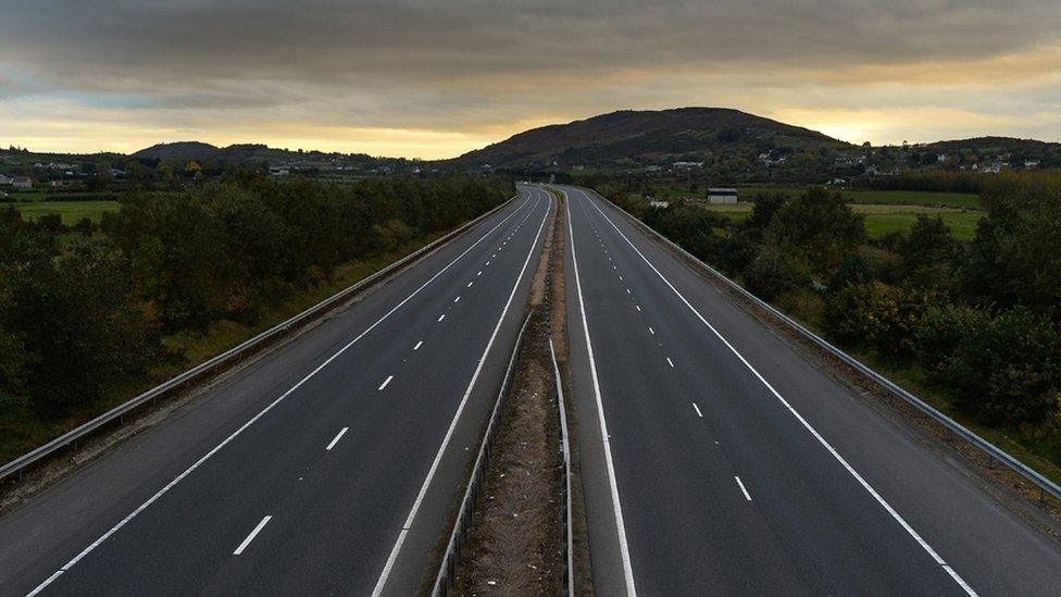 The Belfast to Dublin road crosses the border