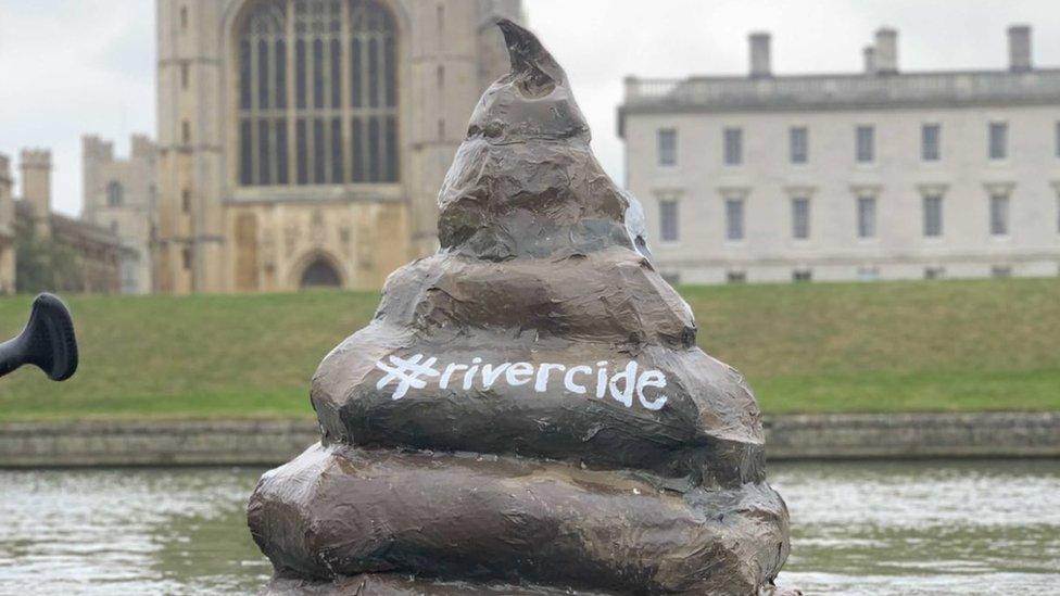 Poo model floating in river