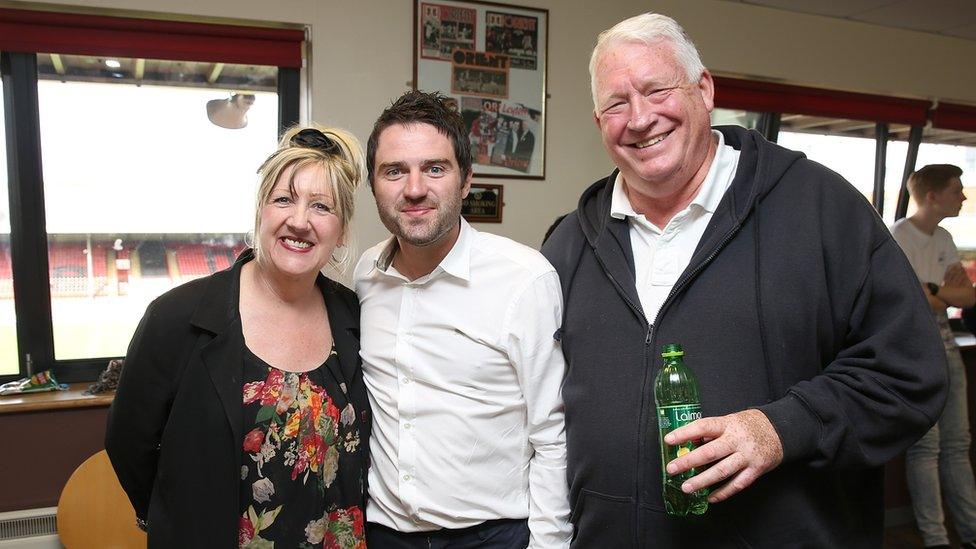 Pete McGarry (right) with wife Linda and son George