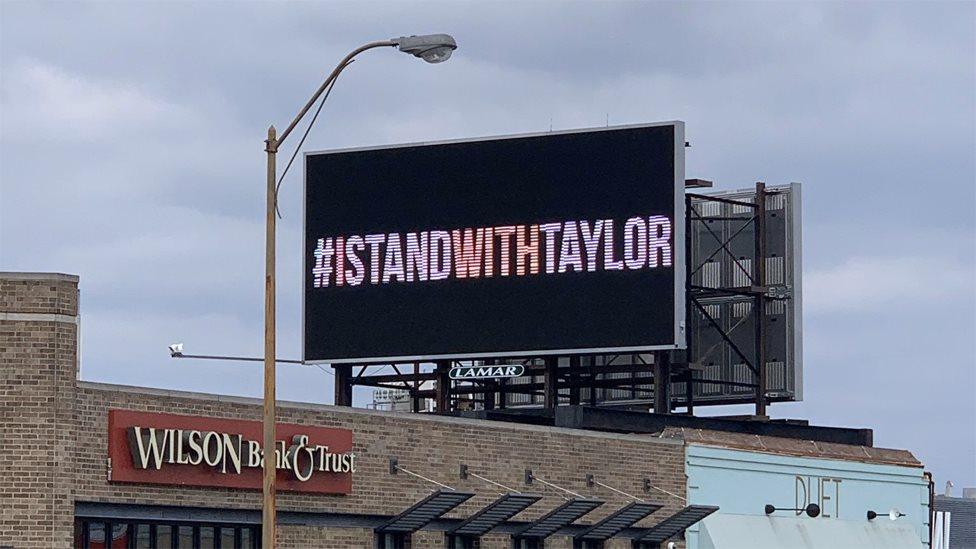 Taylor Swift's fans paid for billboards supporting the star to appear outside the headquarters of Big Machine Records