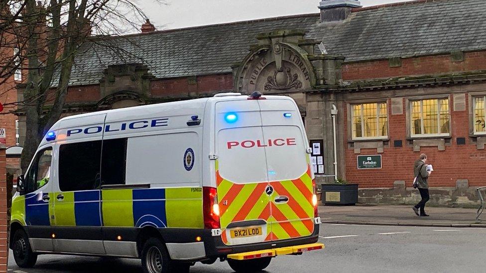 Police presence outside library