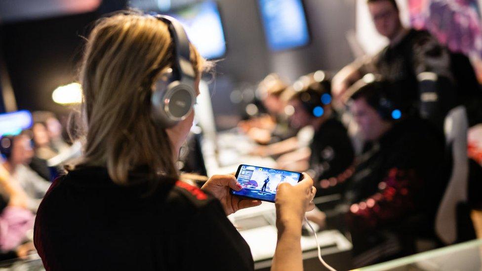 woman playing computer game