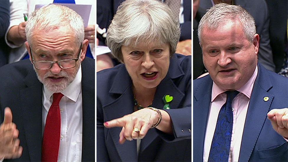 Jeremy Corbyn, Theresa May and Ian Blackford