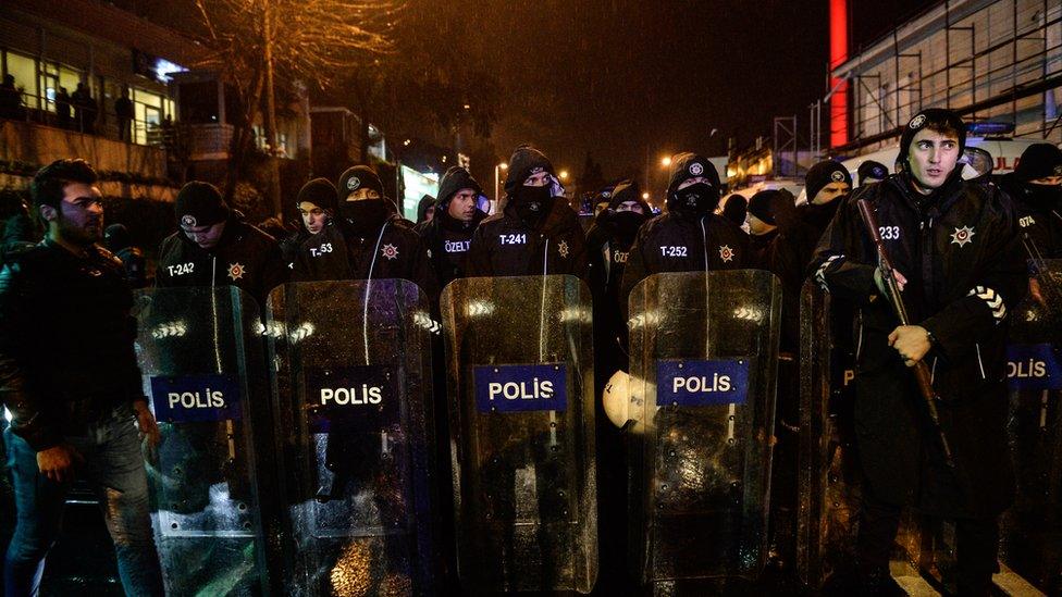 A police line in the early hours outside the nightclub