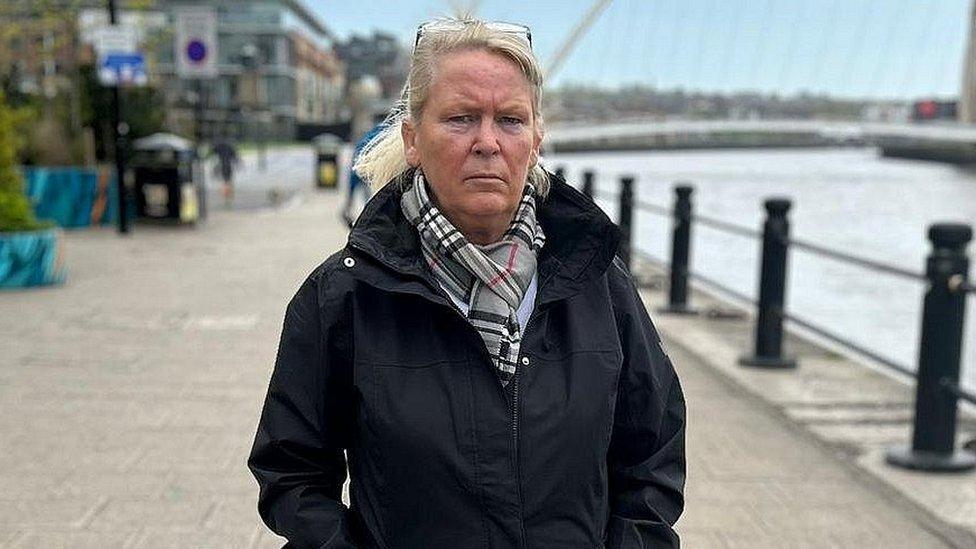 Sharon standing on the Newcastle quayside