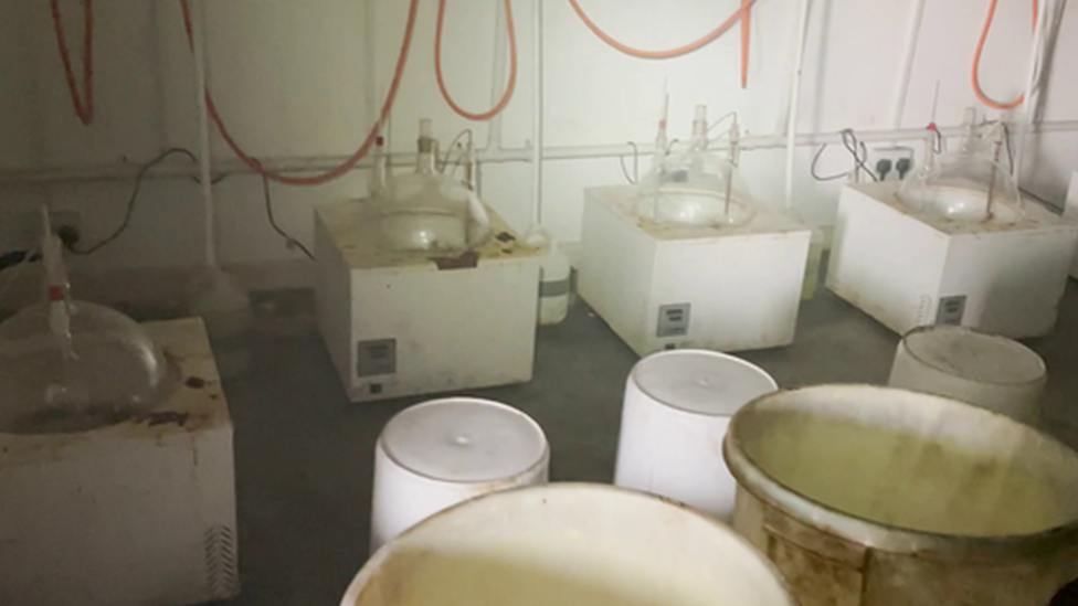 Still taken from footage showing the inside of the lab