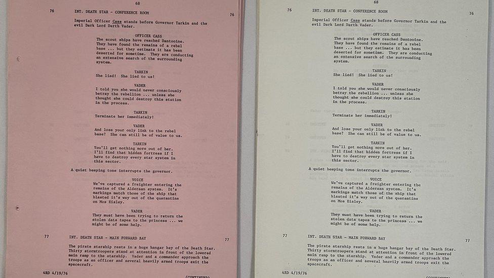 Pages of a scene inside the script