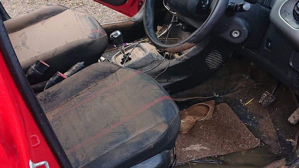 Inside of the car after it was recovered