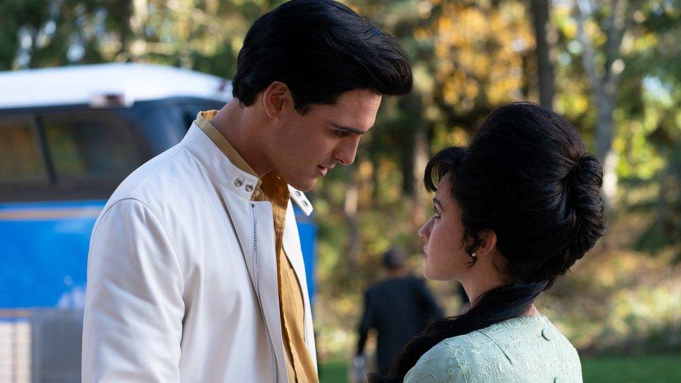 Jacob Elordi and Cailee Spaeny as Elvis and Priscilla