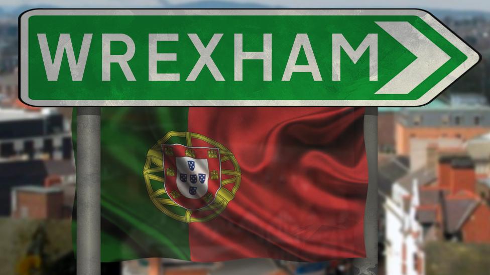 Wrexham sign and Portuguese