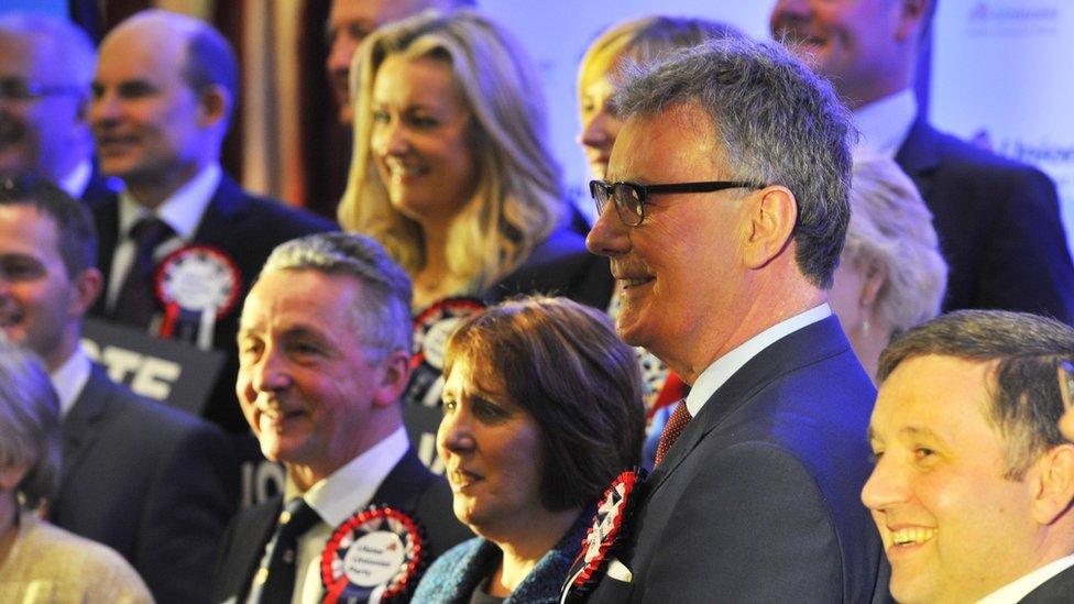 Members of the UUP with then leader Mike Nesbitt, pictured at the party's Assembly Election 2016 manifesto launch