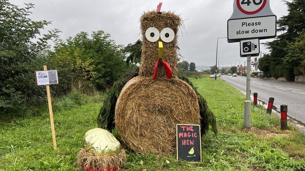 Magic hen scarecrow